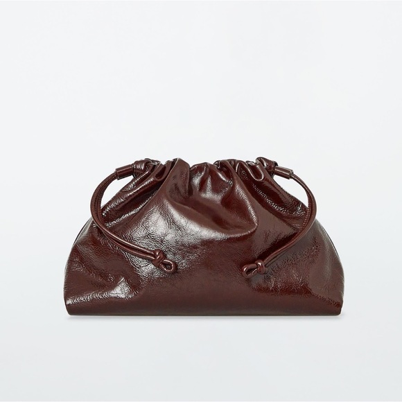 COS Mini Cavatelli Clutch Bag | Bordeaux Patent Leather | NWOT - Picture 1 of 13